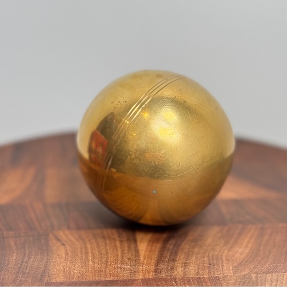 Vintage Decorative Brass Sphere Orb Ball 3.34” Diameter, 10 1/2” Circumference - Picture 2 of 7